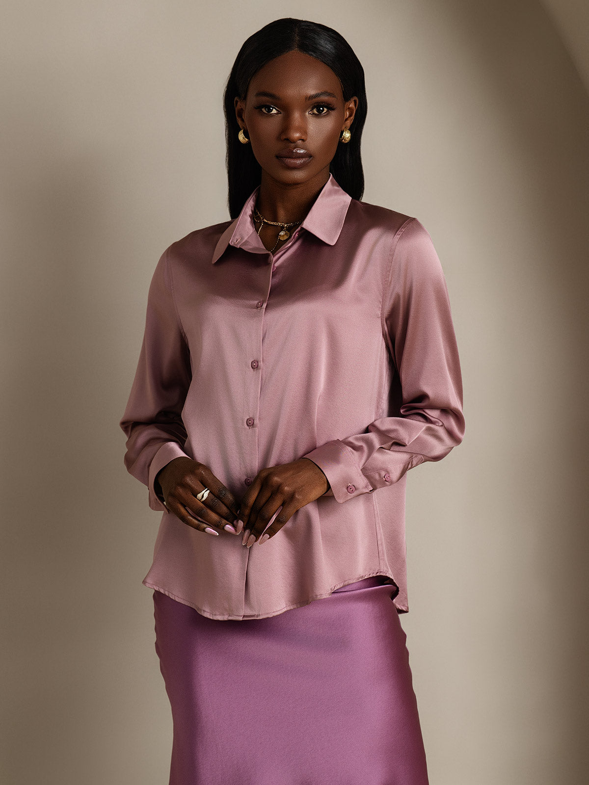Luxe Witte Blouse Dames met Militaire Stijl en Reverkraag - 95% Moerbeizijde, Regular Fit-5
