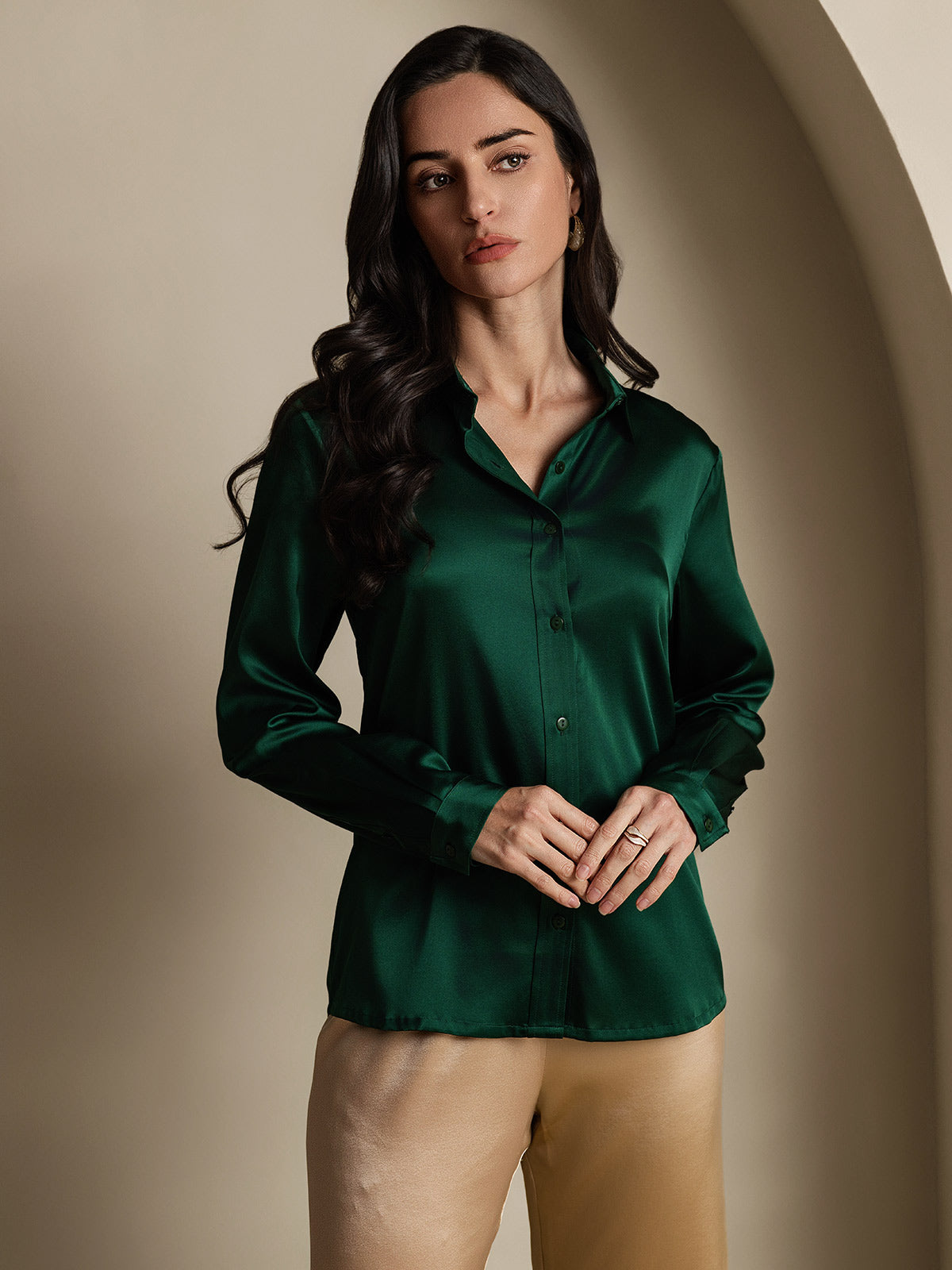 Elegante Lange Mouwen Witte Blouse Dames van Moerbeizijde | Perfect voor Casual en Formele Gelegenheden-3