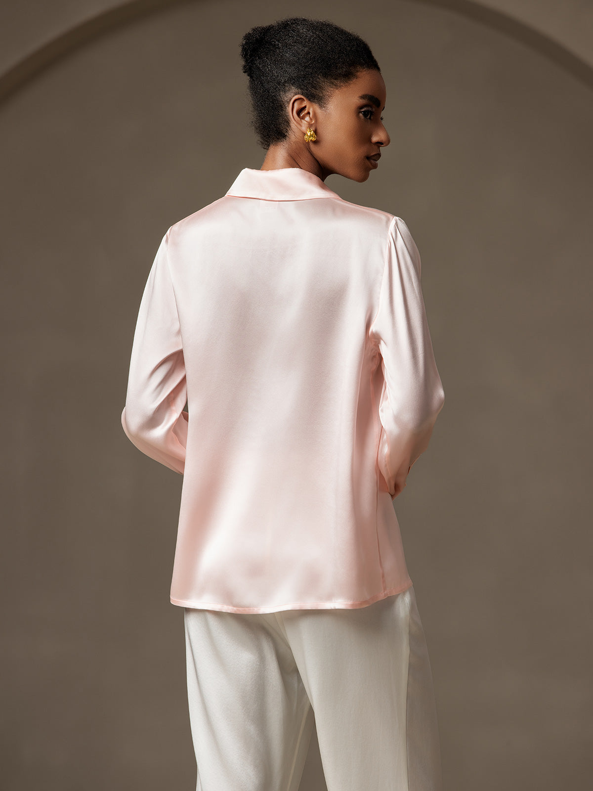 Klassieke Zijde Blouse Dames met Lange Mouwen – 19 Momme Moerbeizijde in Diverse Kleuren-2