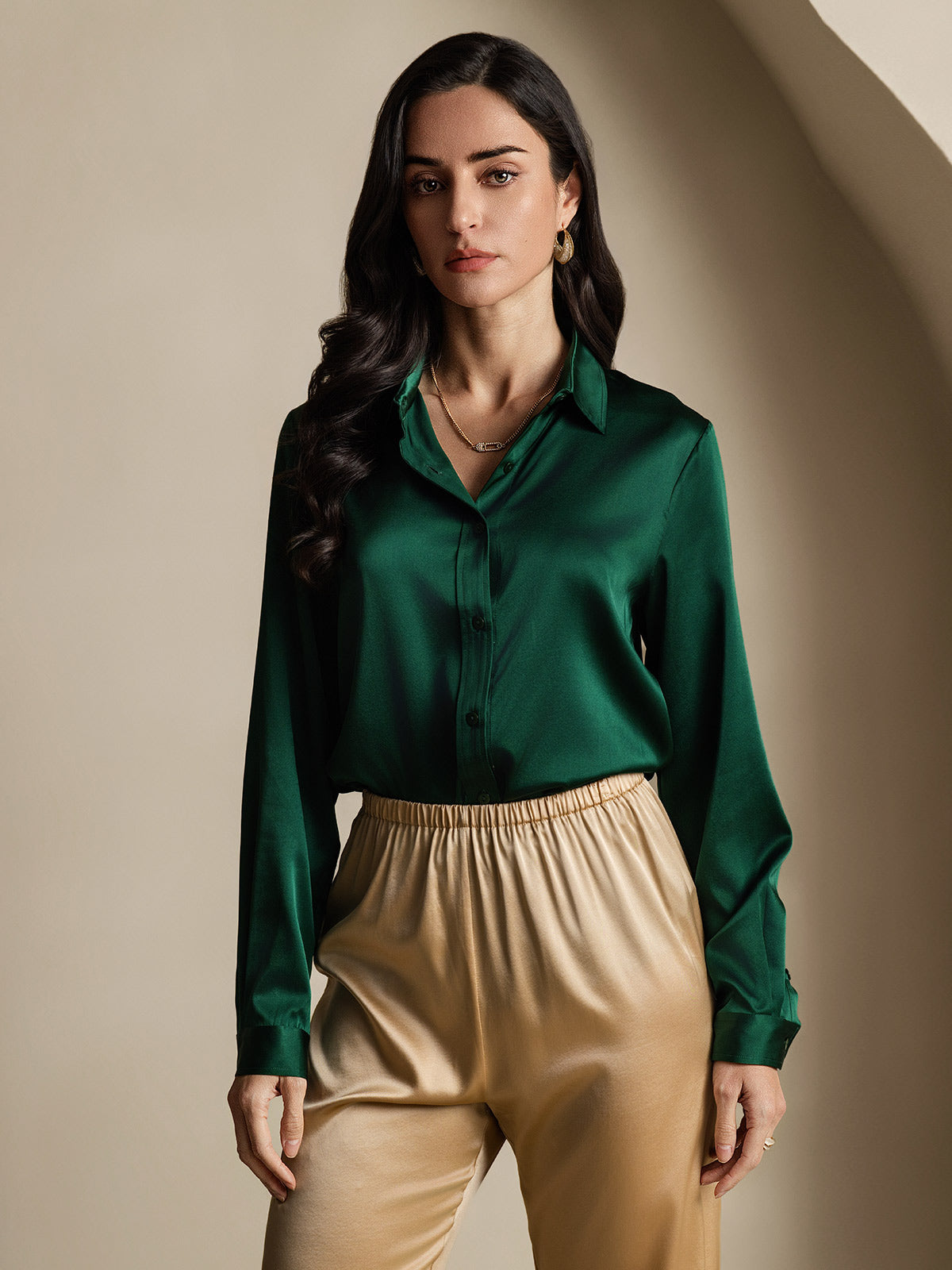 Elegante Lange Mouwen Witte Blouse Dames van Moerbeizijde | Perfect voor Casual en Formele Gelegenheden-6