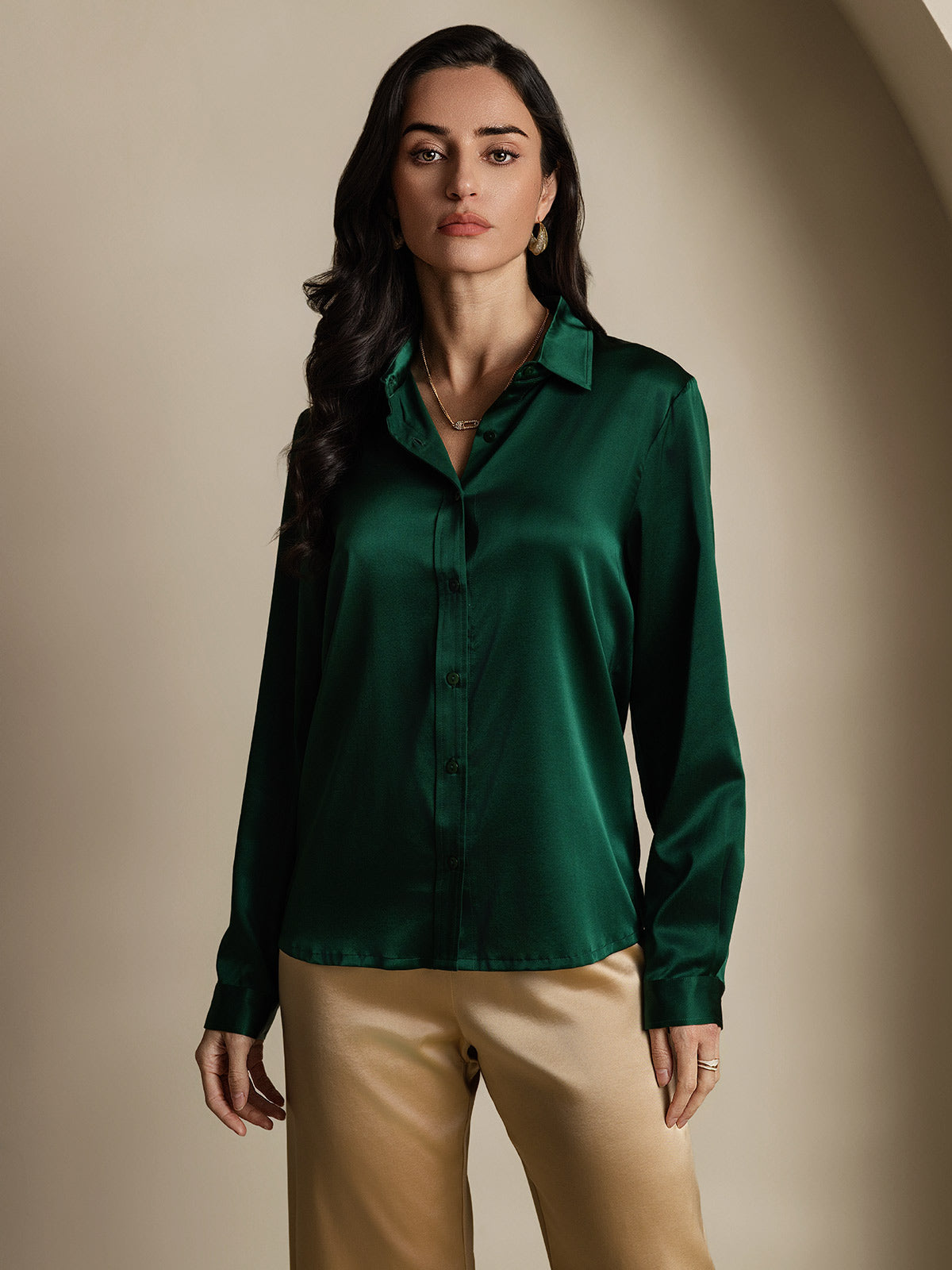 Elegante Lange Mouwen Witte Blouse Dames van Moerbeizijde | Perfect voor Casual en Formele Gelegenheden-5
