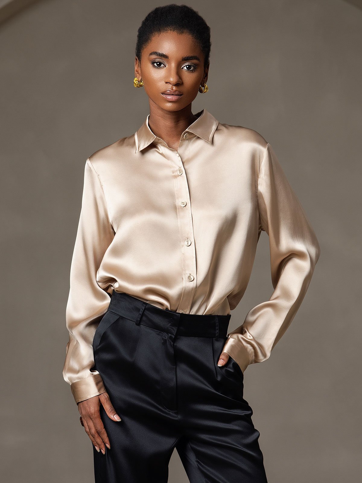 Elegante 19 Momme Moerbeizijden Dames Shirt met Lange Mouwen | Luxe Tops Dames voor Casual en Formele Gelegenheden-6
