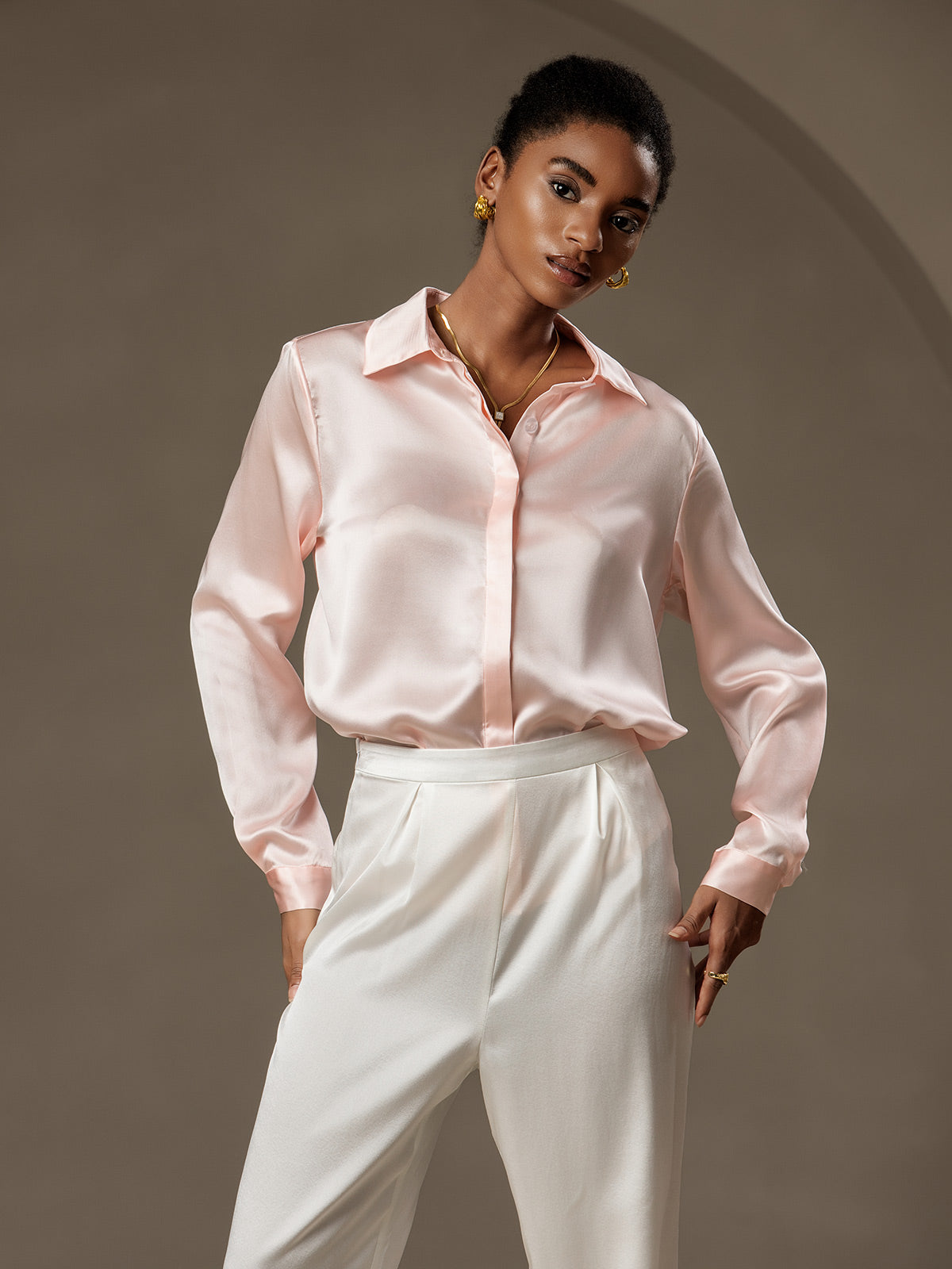 Klassieke Zijde Blouse Dames met Lange Mouwen – 19 Momme Moerbeizijde in Diverse Kleuren-4