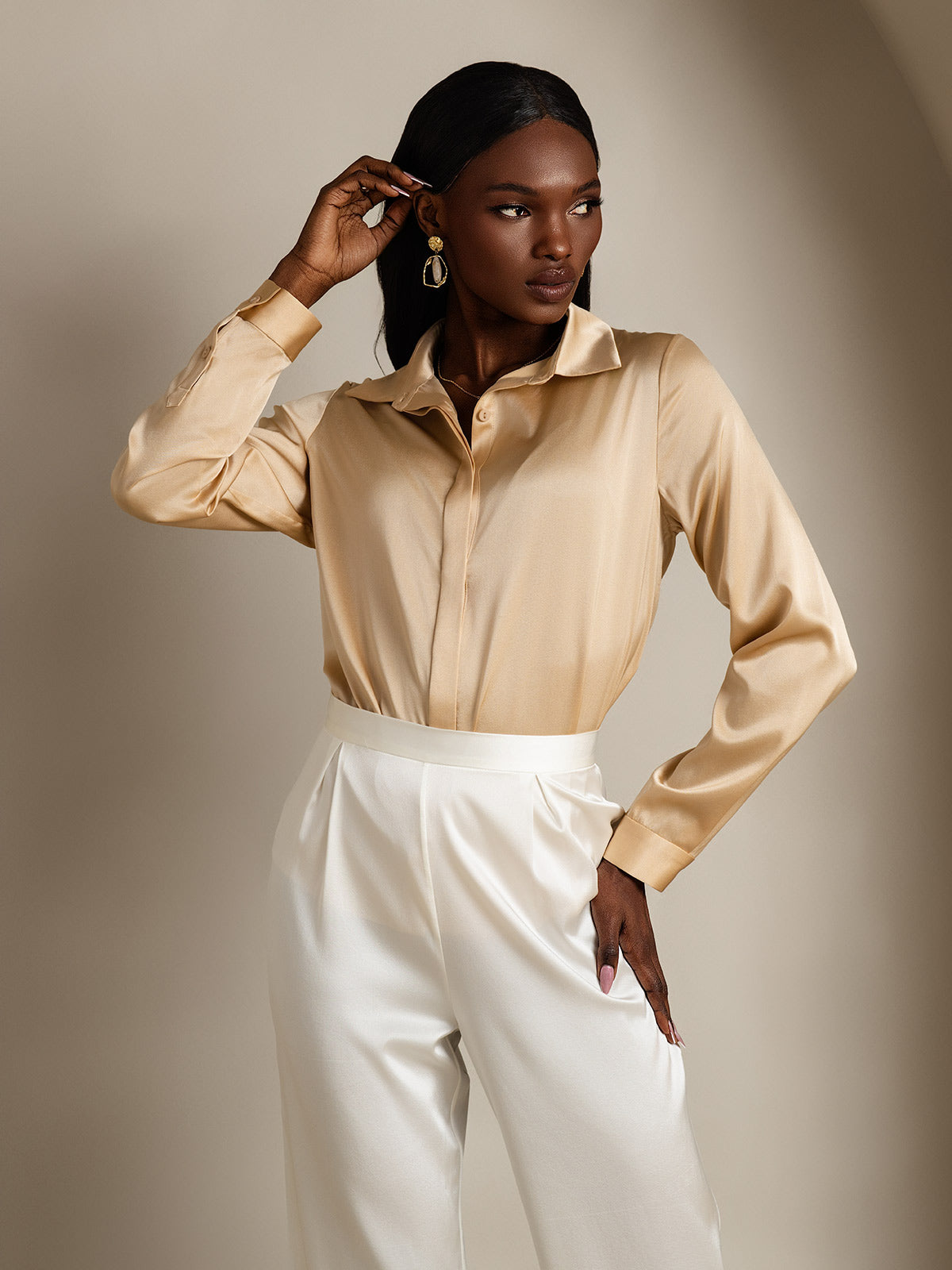Elegante Dames Shirt van 19 Momme Moerbeizijde – Lange Mouwen Tops Dames in Diverse Kleuren-6