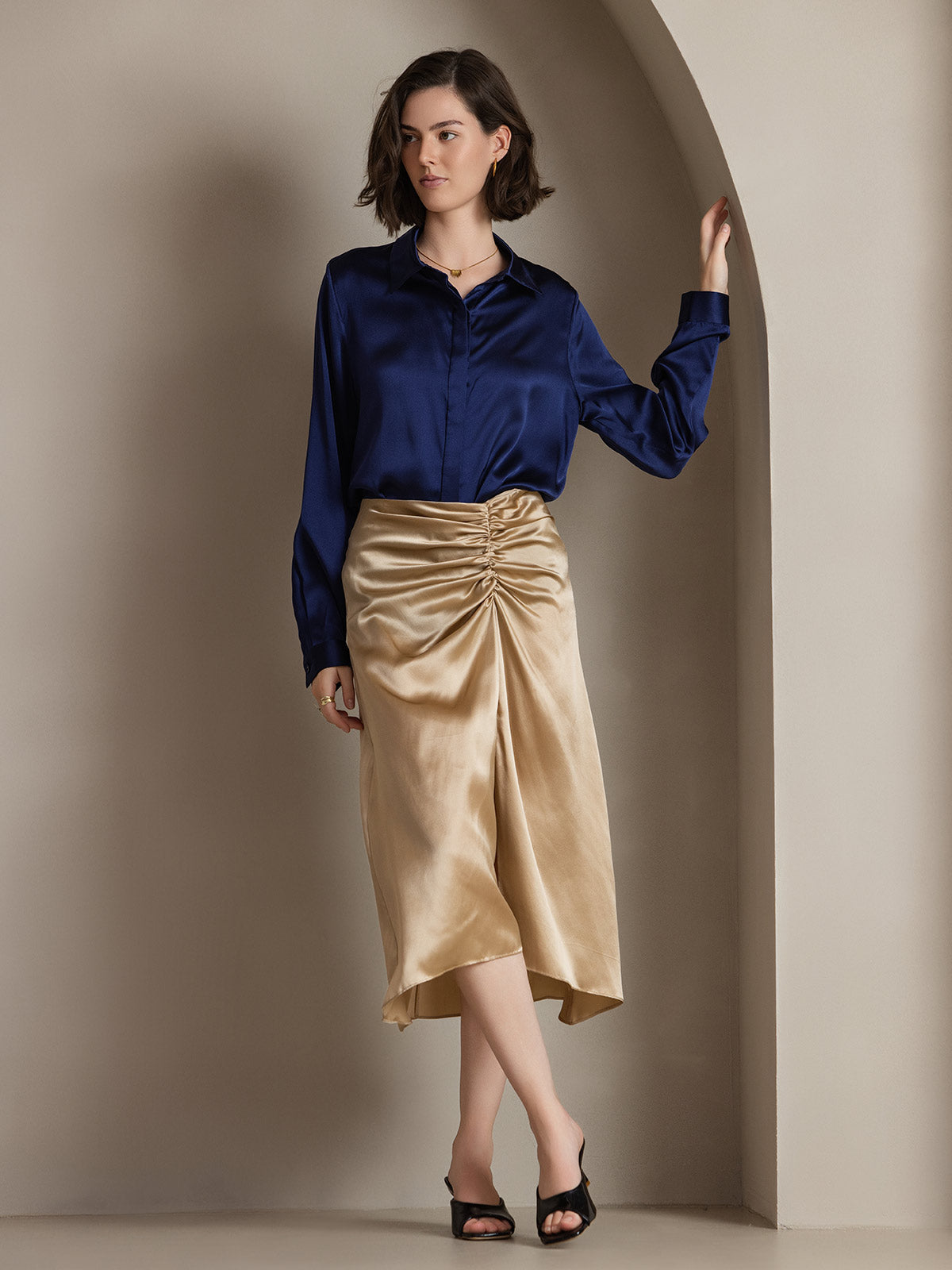 Variant image for Klassieke Zijde Blouse Dames met Lange Mouwen – 19 Momme Moerbeizijde in Diverse Kleuren-29