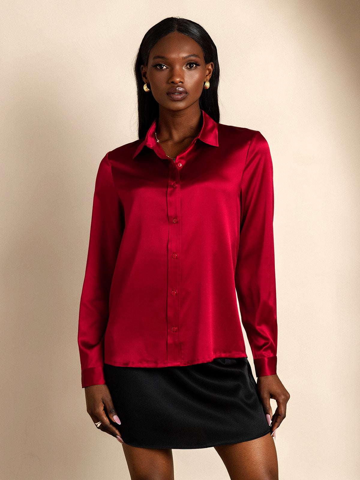 Variant image for Elegante 19 Momme Moerbeizijden Dames Shirt met Lange Mouwen | Luxe Tops Dames voor Casual en Formele Gelegenheden-5