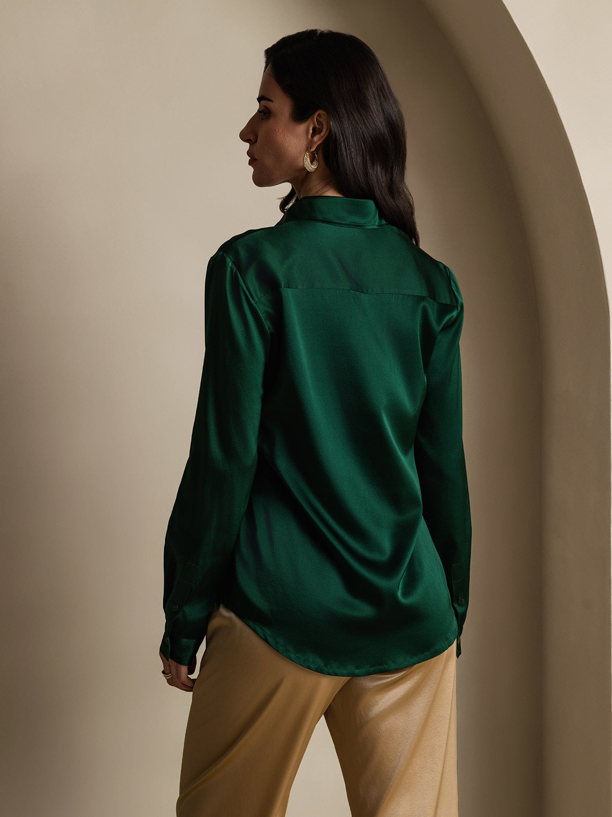 Elegante Lange Mouwen Witte Blouse Dames van Moerbeizijde | Perfect voor Casual en Formele Gelegenheden-2