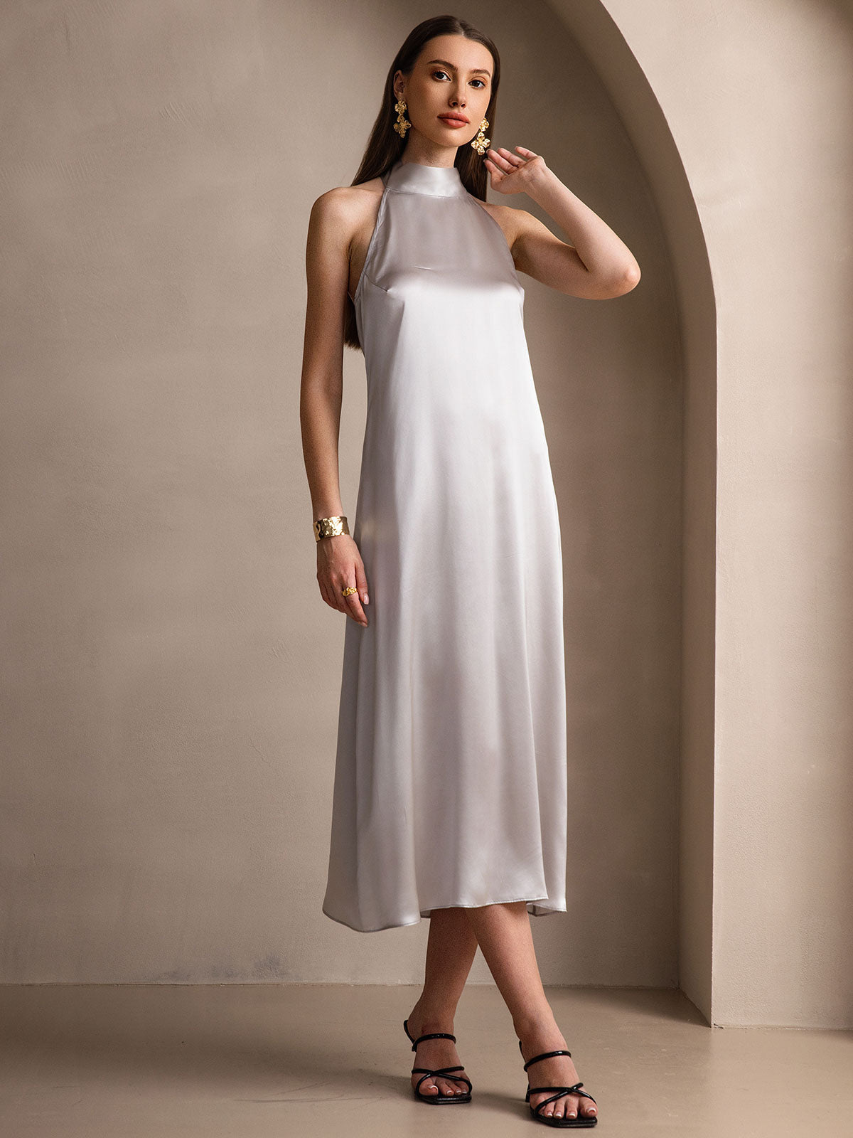 Variant image for Elegante Lange Rugloze Avondjurk met Strikdetails voor Dames – Perfect voor Bruiloften en Avondkleding-17