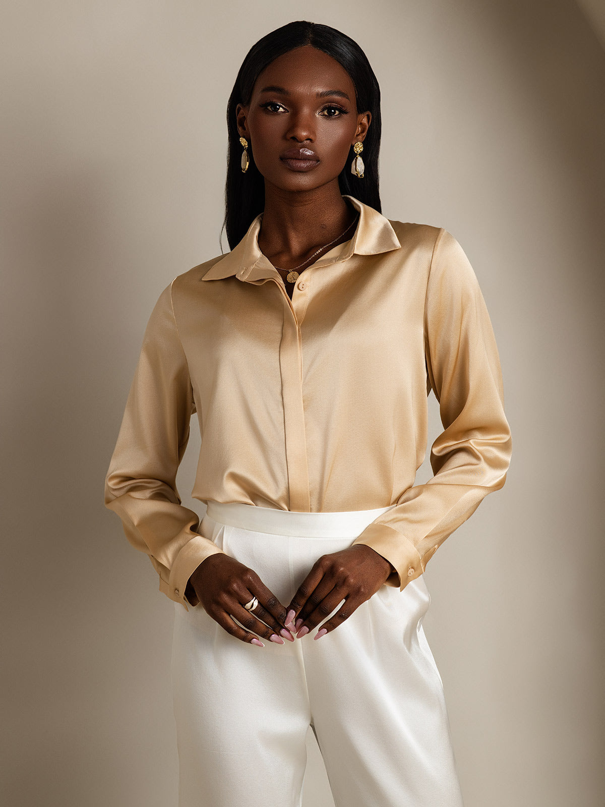 Elegante Dames Shirt van 19 Momme Moerbeizijde – Lange Mouwen Tops Dames in Diverse Kleuren-5