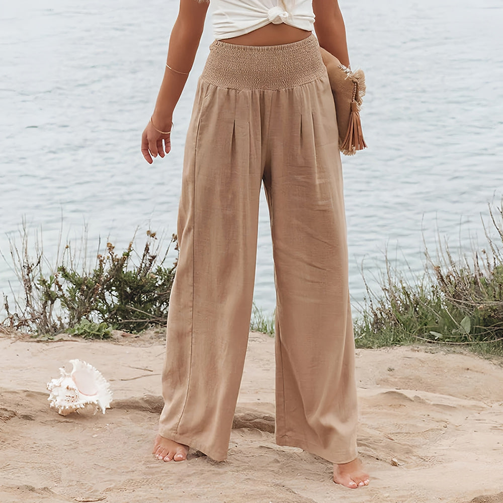 Variant image for Linnen Broek Dames met Elastische Taille – Ademend en Lichtgewicht in Beige of Wit-4
