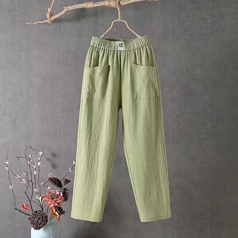 Variant image for Stijlvolle Damesbroek met Elastische Taille en Brede Pijpen – Ademend Linnen-Katoenmengsel voor Casual Gebruik-1