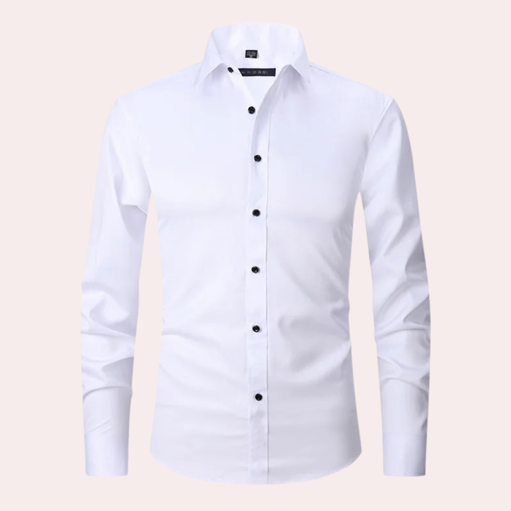 Elias | Wit Heren Overhemd Slim Fit Strijkvrij Lange Mouw 5
