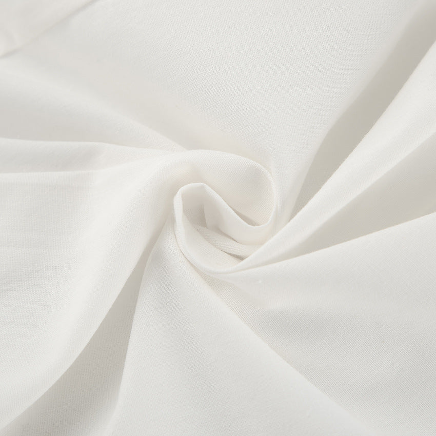 Elegante Tweedelige Set Dames met Ruches en Vloeiende Broek – Katoenlinnen voor Zomer-5