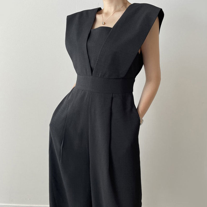 Variant image for Elegante Feestelijke Dames Jumpsuit in Zwart met Hoge Taille en Brede Pijpen | Mouwloos en Vierkante Hals-3