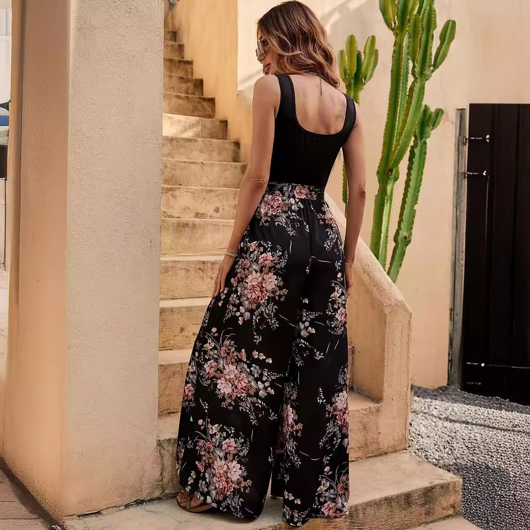 Bloemenprint Dames Jumpsuit | Mouwloos, Gedefinieerde Taille, Brede Been, Ademend, Zomer Comfort-3