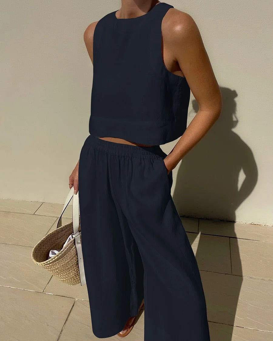 Variant image for Linnen Tweedelige Set Dames – Lichtgewicht en Ademend voor Zomerstijl | 2 Delige Set voor Casual Uitstapjes-19