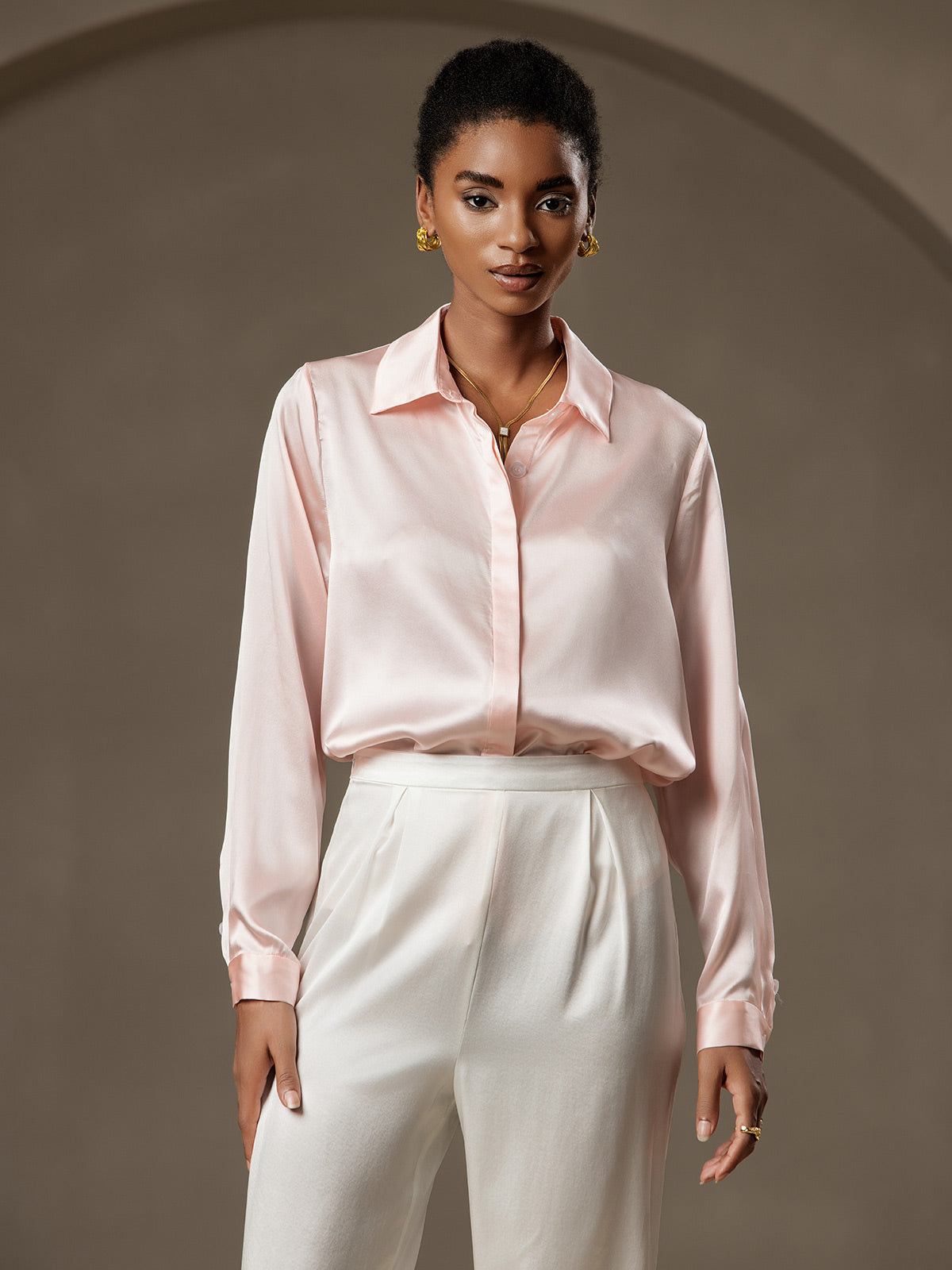 Klassieke Zijde Blouse Dames met Lange Mouwen – 19 Momme Moerbeizijde in Diverse Kleuren-5