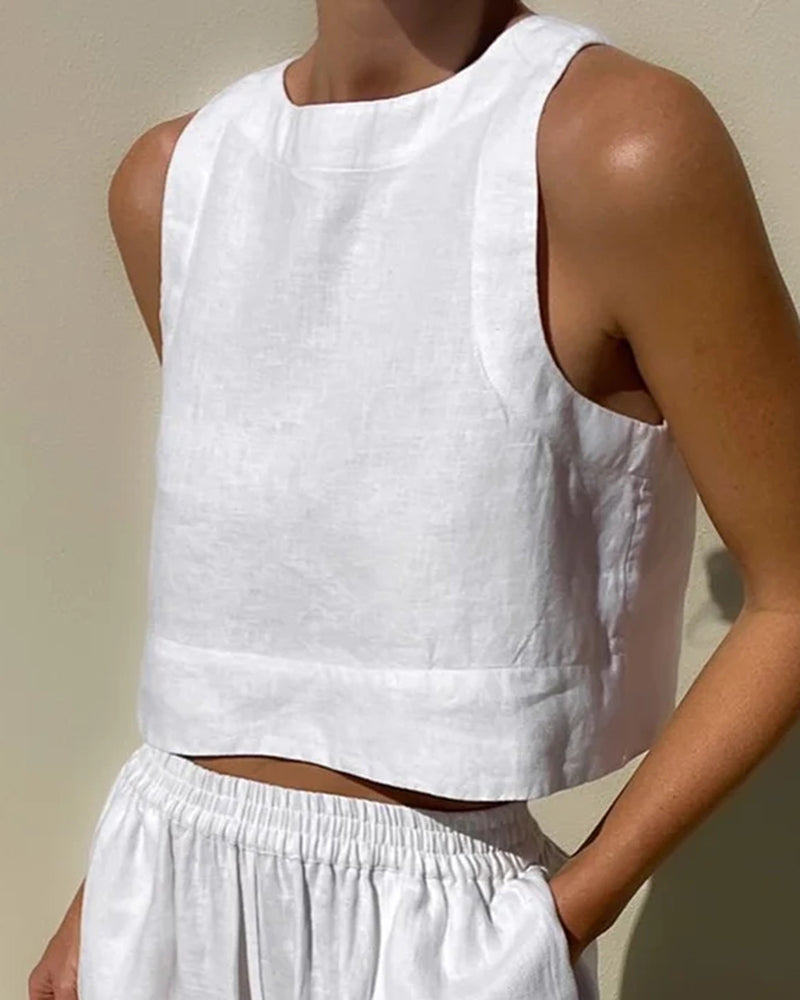 Linnen Tweedelige Set Dames – Lichtgewicht en Ademend voor Zomerstijl | 2 Delige Set voor Casual Uitstapjes-6