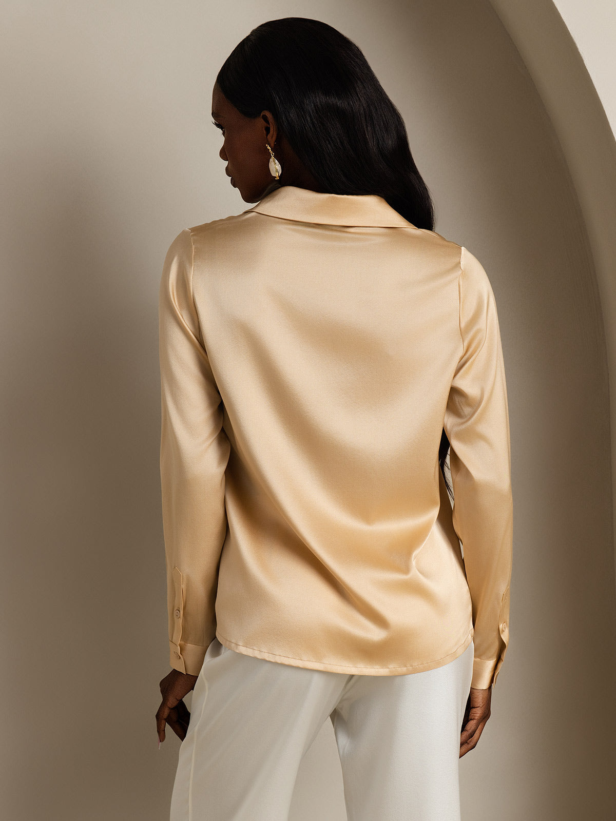 Elegante Dames Shirt van 19 Momme Moerbeizijde – Lange Mouwen Tops Dames in Diverse Kleuren-2