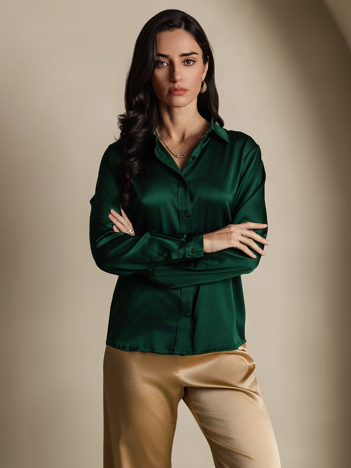 Elegante Lange Mouwen Witte Blouse Dames van Moerbeizijde | Perfect voor Casual en Formele Gelegenheden-4