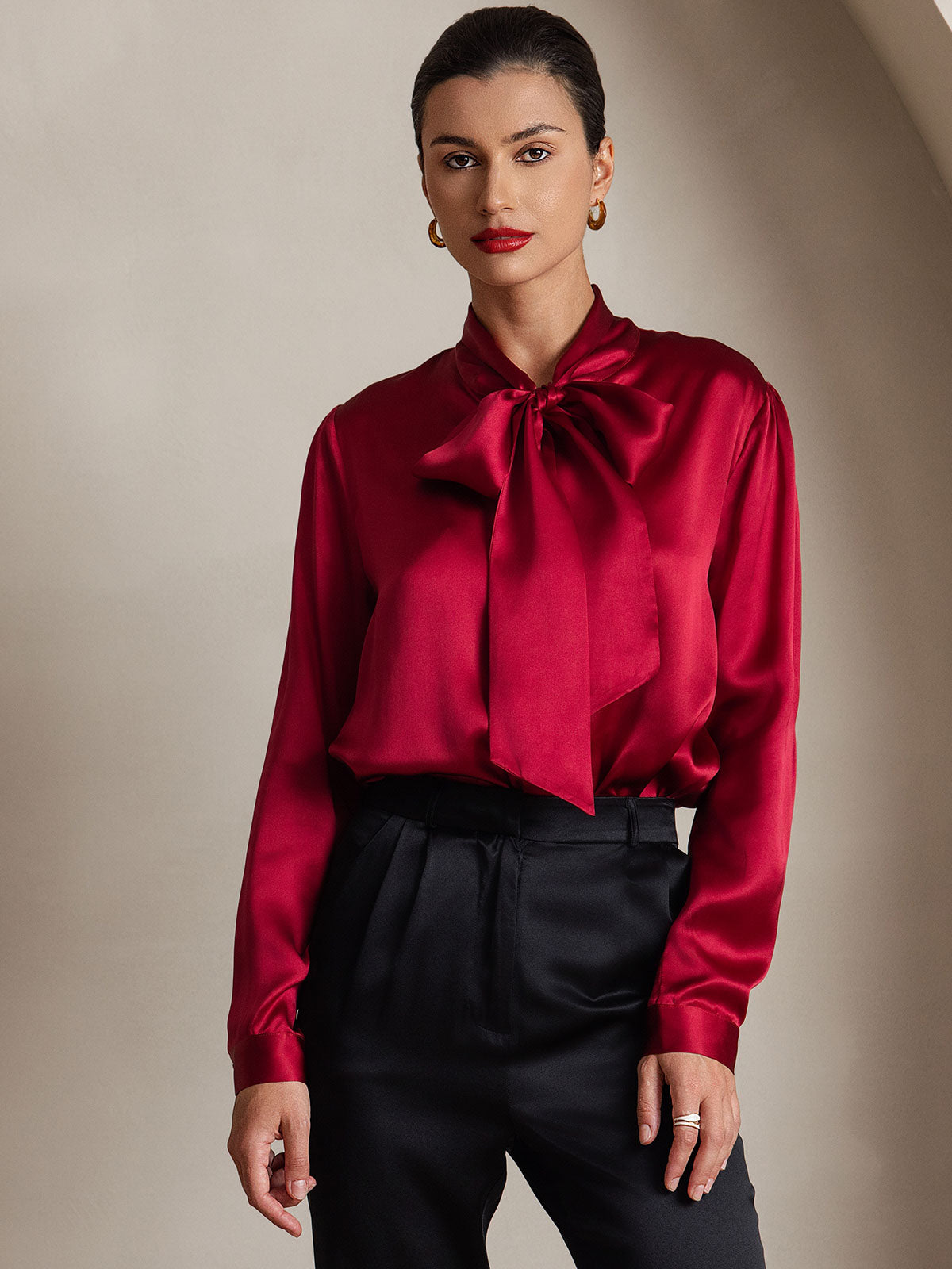 Variant image for Elegante Witte Dames Blouse met Lange Mouwen van 19 Momme Zijden en Knoopdetail | Casual en Chic-9