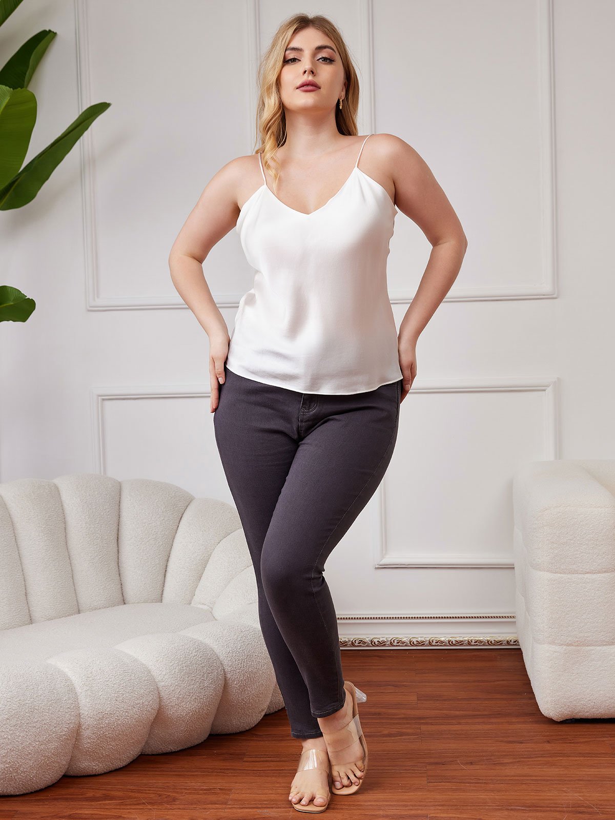 Luxe Moerbeizijde Camisole Top voor Dames met Diepe V-hals | Diverse Kleuren en Maten 0X-2X-5