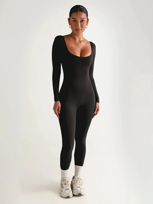 Elegante Bodycon Jumpsuit Dames met Lange Mouwen en Schephals | Feestelijk Jumpsuit voor Diverse Gelegenheden-1