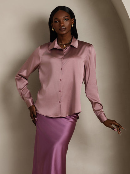 Luxe Witte Blouse Dames met Militaire Stijl en Reverkraag - 95% Moerbeizijde, Regular Fit-3