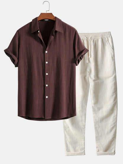 Variant image for Linnen Overhemd Heren met Ontspannen Pasvorm en Korte Mouwen | Ademend Casual Shirt voor Zomergebruik-7