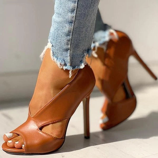 Elegante Dames Sandalen met Hoge Hakken en Open Teen | Stiletto Sandalen Dames met Uitsnijdingen-1