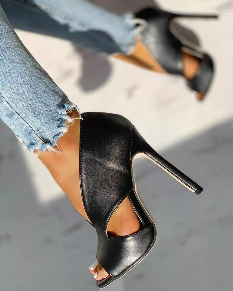 Elegante Dames Sandalen met Hoge Hakken en Open Teen | Stiletto Sandalen Dames met Uitsnijdingen-2