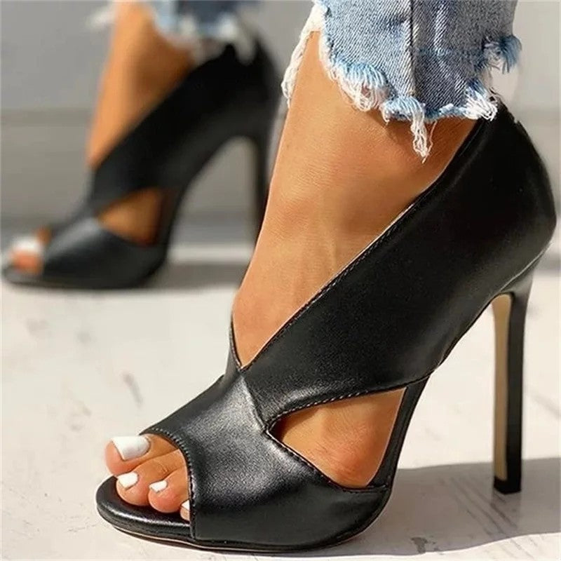 Elegante Dames Sandalen met Hoge Hakken en Open Teen | Stiletto Sandalen Dames met Uitsnijdingen-4