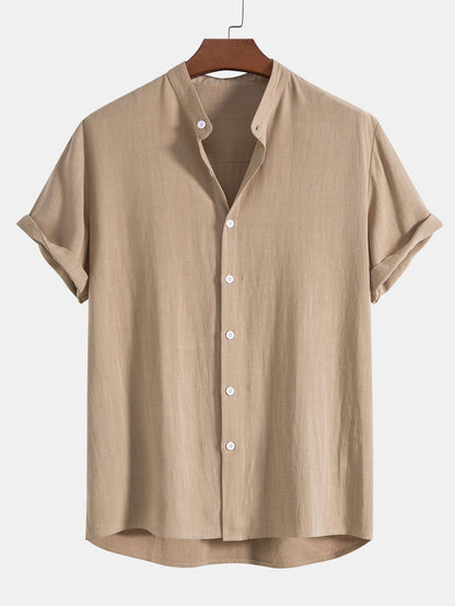 Linnen Overhemd Heren met Ontspannen Pasvorm en Korte Mouwen | Ademend Casual Shirt voor Zomergebruik-4
