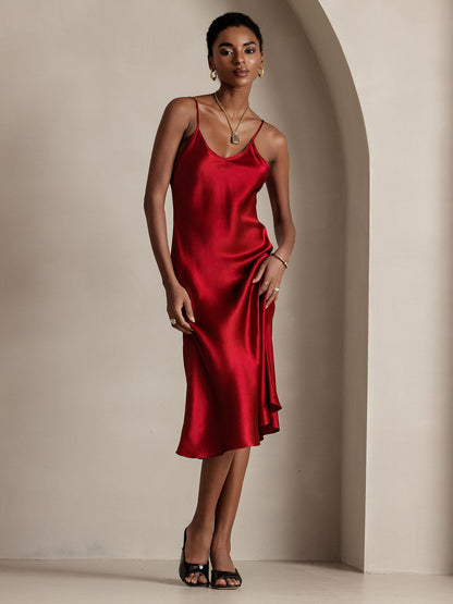 Elegante Lange Jurk Dames van 100% Zijde met Spaghettibandjes | Perfect voor Avond en Zomer Gelegenheden-5