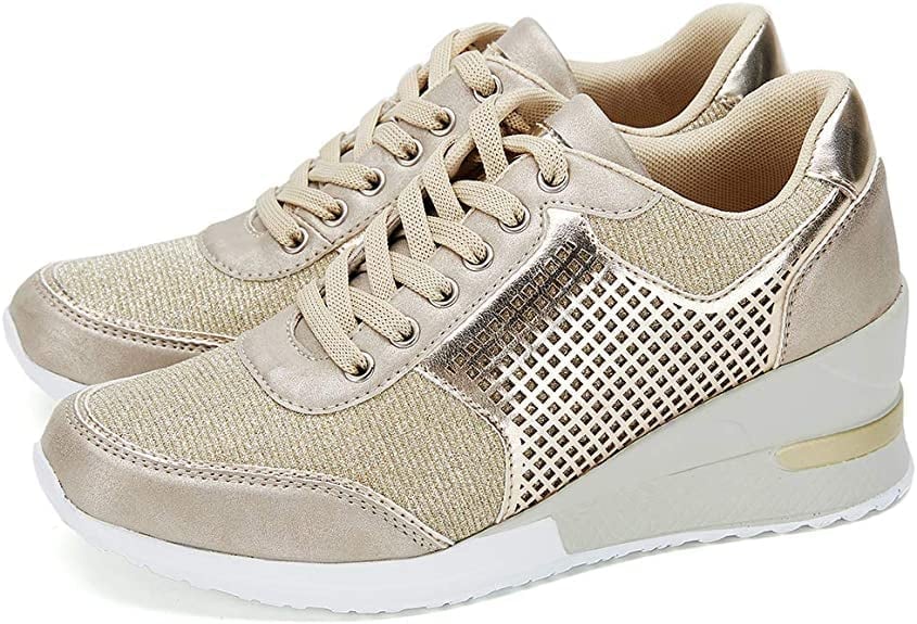 Stijlvolle Dames Sneakers met Hoge Hakken en Ademend Gaas | Ondersteunende Pasvorm met Verborgen Wighiel-6
