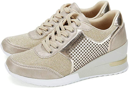 Stijlvolle Dames Sneakers met Hoge Hakken en Ademend Gaas | Ondersteunende Pasvorm met Verborgen Wighiel-6