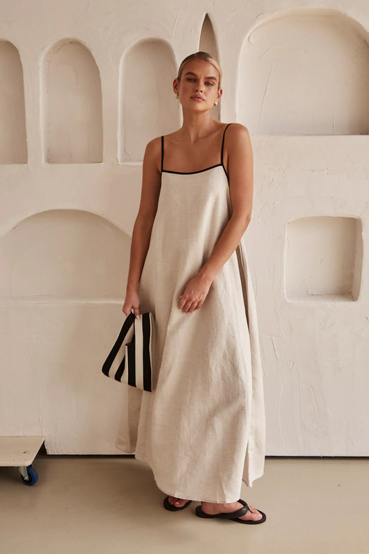 Elegante Mouwloze Maxi Jurk van 100% Linnen voor Dames | Lichtgewicht Lange Zomerjurk met Vloeiende Pasvorm-1