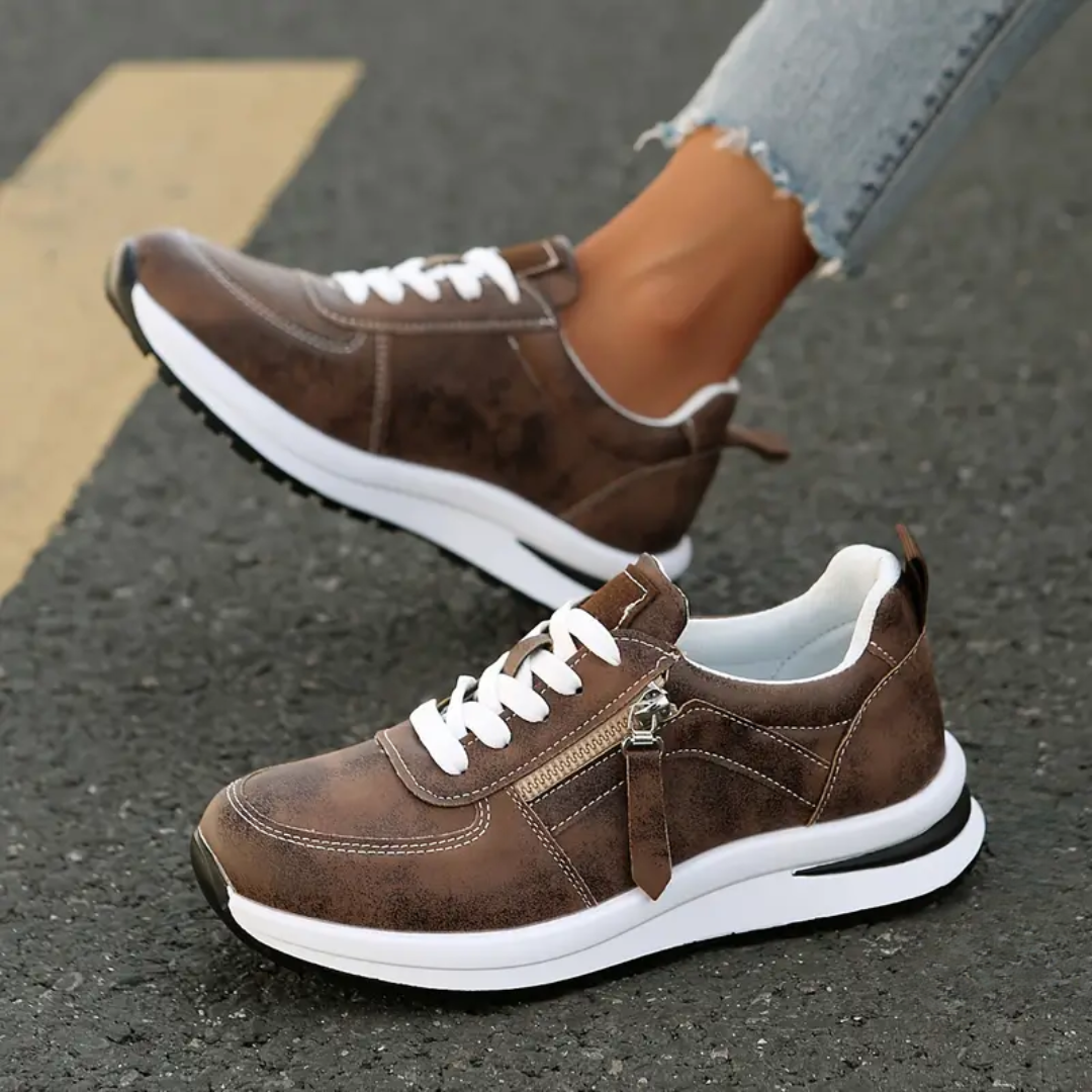 Stijlvolle Witte Dames Sneakers met Zijkant Rits en Ondersteunende Pasvorm – Duurzaam Synthetisch Leer-2