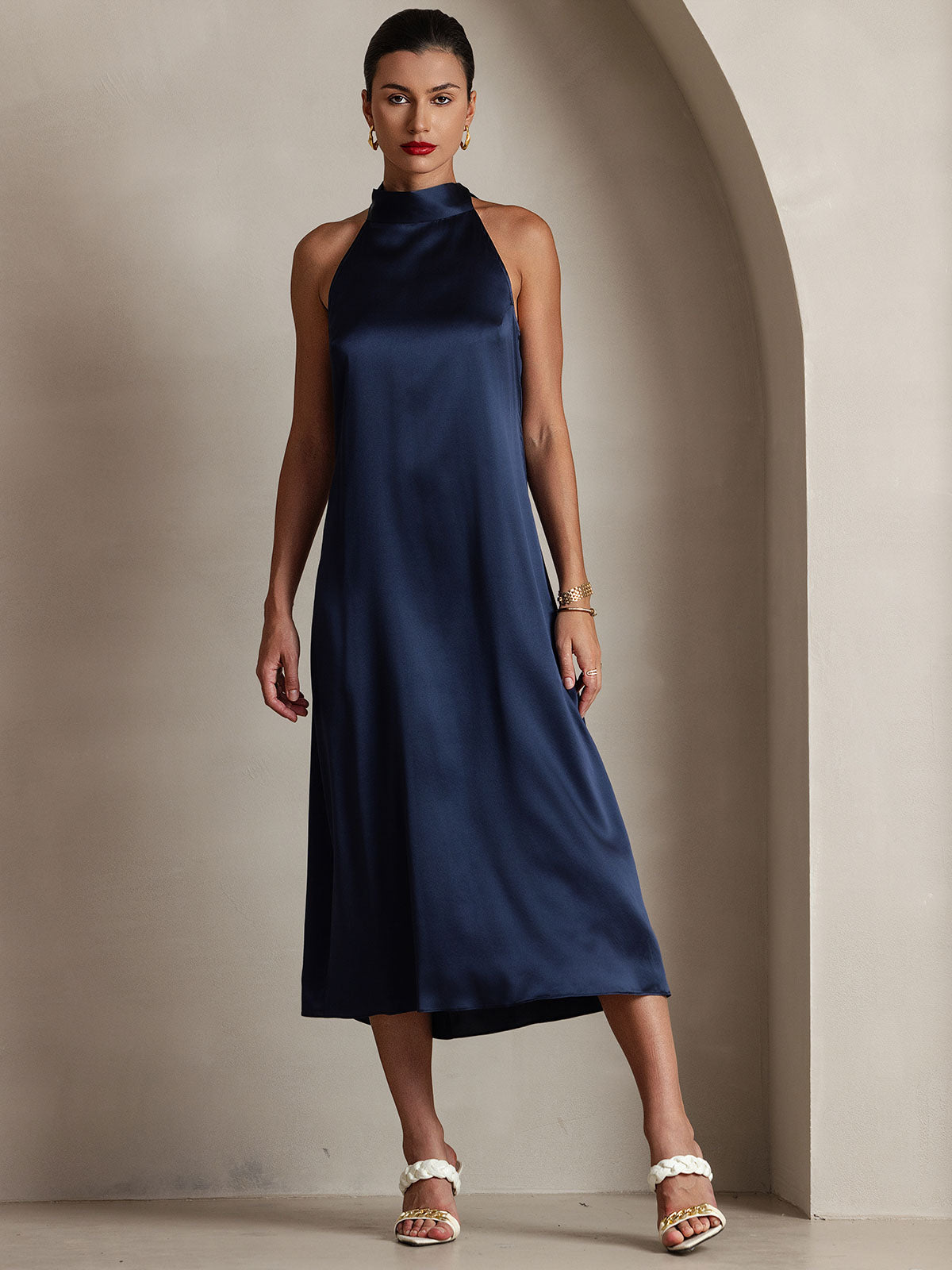 Variant image for Elegante Lange Rugloze Avondjurk met Strikdetails voor Dames – Perfect voor Bruiloften en Avondkleding-5
