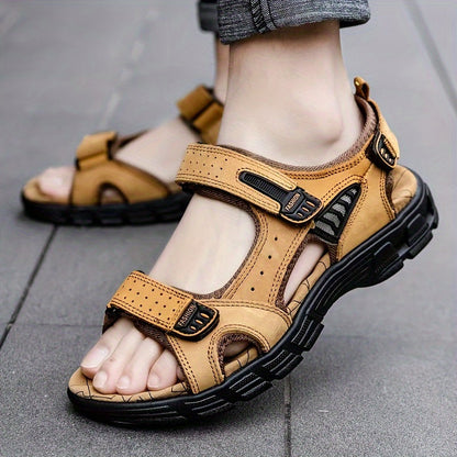 Variant image for Luxe Heren Sandalen van Koeienhuidleer met Open Teen | Comfortabele Slip-On Zomerfootwear-17
