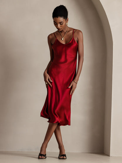 Elegante Lange Jurk Dames van 100% Zijde met Spaghettibandjes | Perfect voor Avond en Zomer Gelegenheden-6