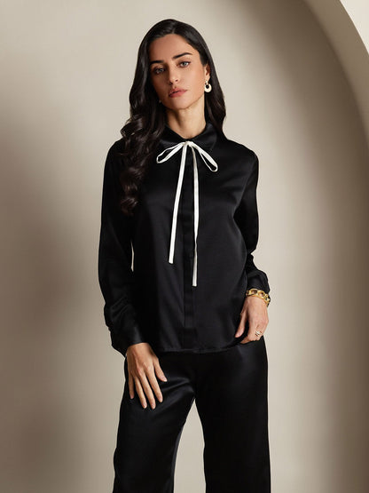 Elegante Lange Mouw Dames Blouse van 19 Momme Zijde | Zwart, Wit, Wijn - Comfortabele Pasvorm en Stijlvol Design-3