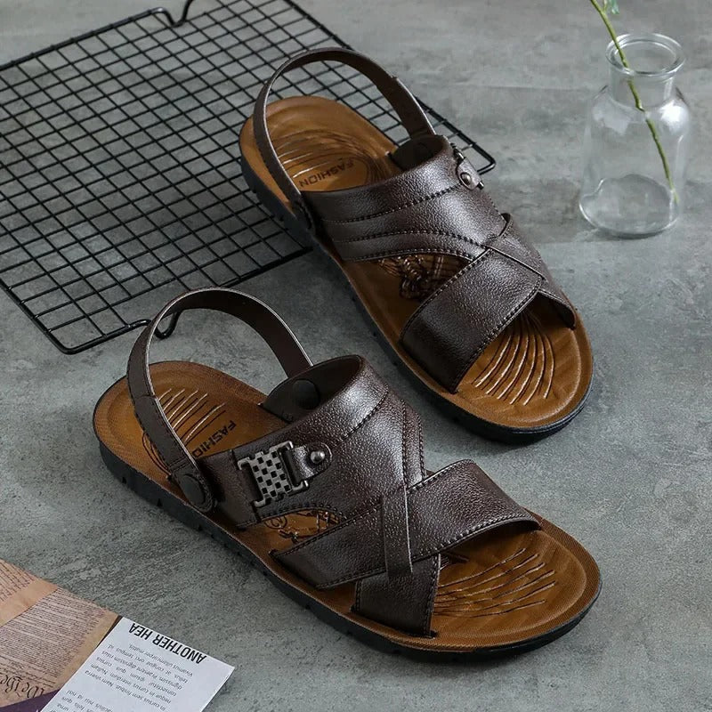 Variant image for Stijlvolle Cross-Riem Sandalen voor Mannen – Donker Rood en Donkerbruin, Ademend en Comfortabel-9
