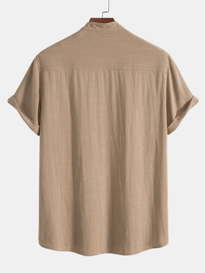 Linnen Overhemd Heren met Ontspannen Pasvorm en Korte Mouwen | Ademend Casual Shirt voor Zomergebruik-6