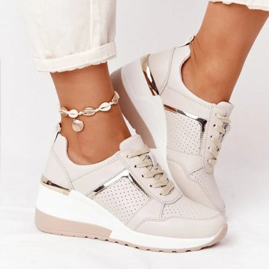Elegante Wedge Sneakers voor Dames met Ademend Geperforeerd Ontwerp | Casual Comfort en Perfecte Pasvorm-1