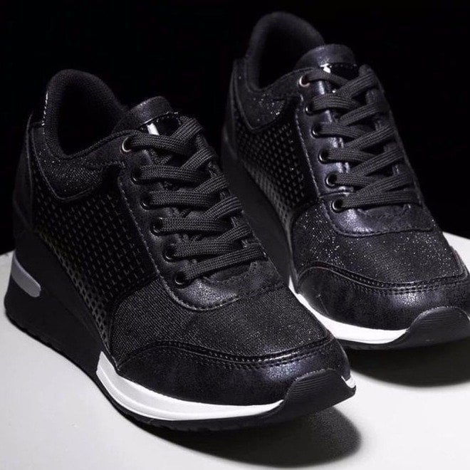 Stijlvolle Dames Sneakers met Hoge Hakken en Ademend Gaas | Ondersteunende Pasvorm met Verborgen Wighiel-3