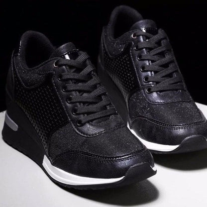 Stijlvolle Dames Sneakers met Hoge Hakken en Ademend Gaas | Ondersteunende Pasvorm met Verborgen Wighiel-3