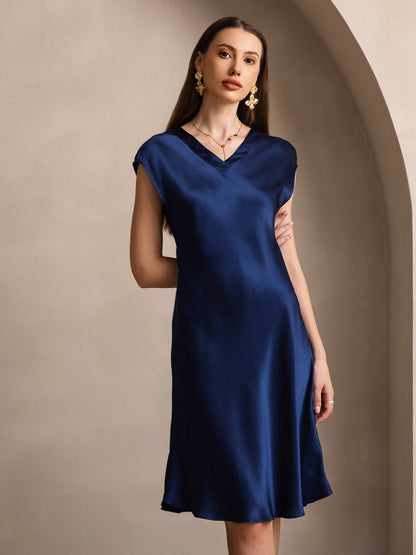Variant image for Elegante Korte Mouwen Jurk van 100% Moerbeizijde voor Dames | Luxe Gala Jurk in Diverse Kleuren-5