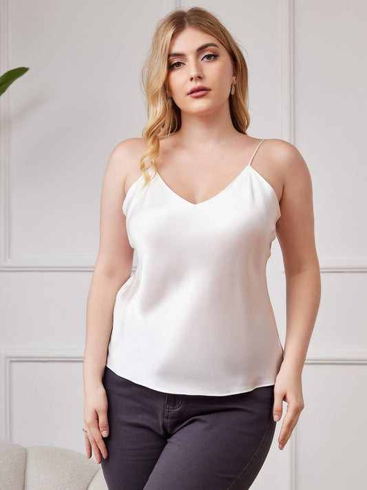 Luxe Moerbeizijde Camisole Top voor Dames met Diepe V-hals | Diverse Kleuren en Maten 0X-2X-1