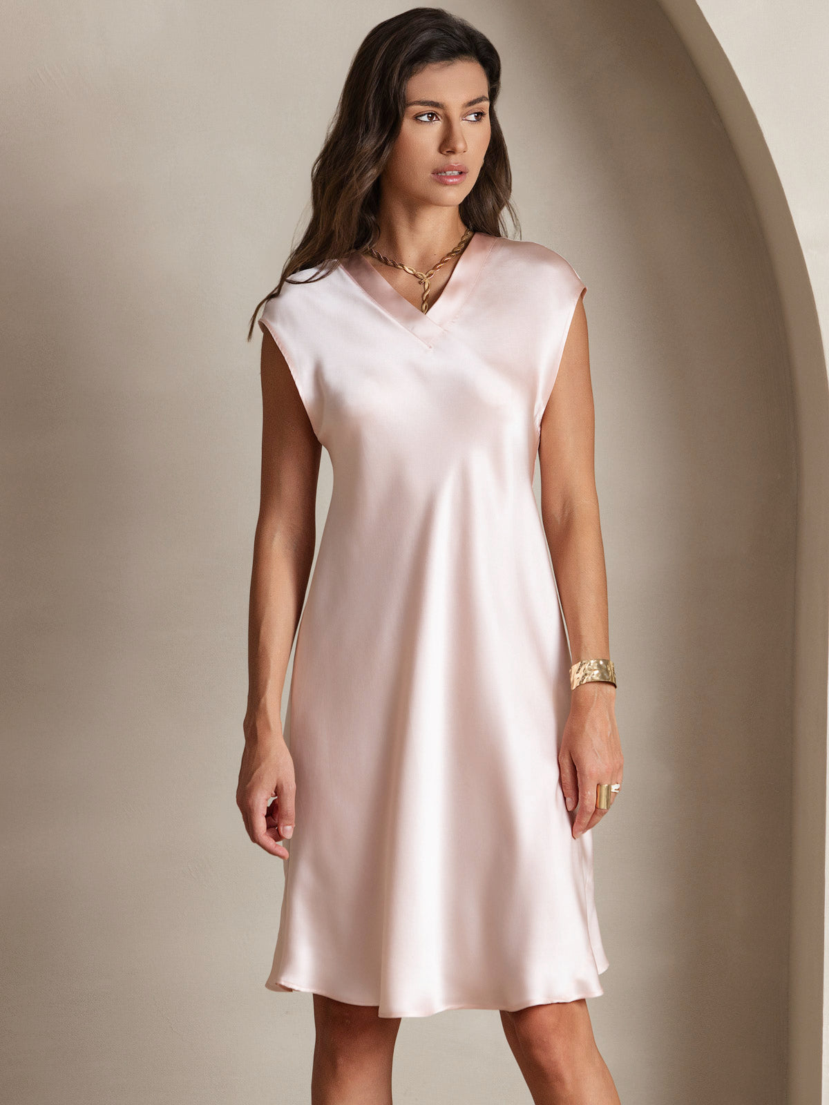 Elegante Korte Mouwen Jurk van 100% Moerbeizijde voor Dames | Luxe Gala Jurk in Diverse Kleuren-6